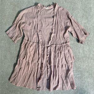 Easel Blush Pink Ruffle Cuff Tiered 3/4
Sleeve Lightweight Duster Cardigan - S